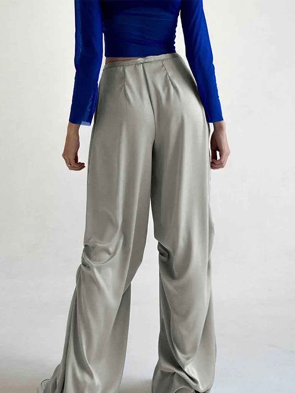 NWT Commense Oversized Satin Wide Leg Pants - Picture 2 of 7